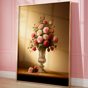 Kunstprint met vintage rozebouquet aan de muur E Poster