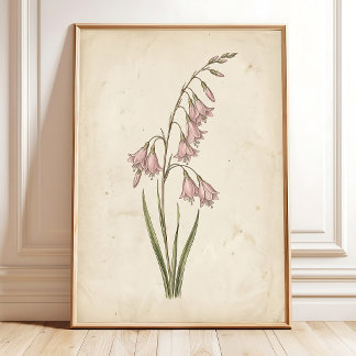 Kunstprint met vintage toverstafbloem voor boerder poster