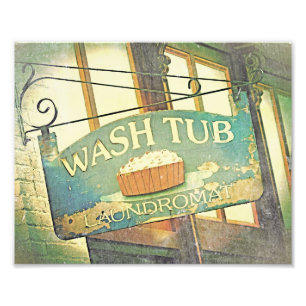 Kunstprint met vintage wasstraatbord foto afdruk