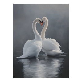 Kunstprint met vintage zwanen perfect poster