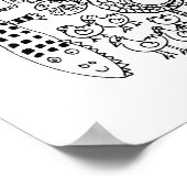Kunstprint met zwart-witte tekening van wilde dier poster (Hoek)