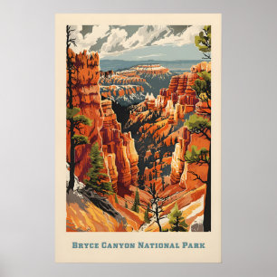 Kunstprint Nationaal Park - Bryce Canyon Retro Poster