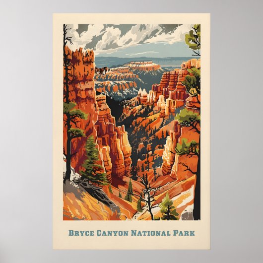 Kunstprint Nationaal Park - Bryce Canyon Retro Poster (Voorkant)