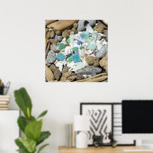 Kunstprint Ocean Zeeglas Schelpen Drijfhout Poster (Thuiskantoor)
