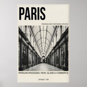 Kunstprint Parijse Passage Zwart & Wit, Gedempt Poster