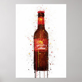 Kunstprint 'Rambla Red' voor bierfles aan de muur Poster