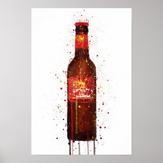 Kunstprint 'Rambla Red' voor bierfles aan de muur Poster (Voorkant)