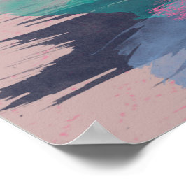 Kunstprint, Roze Bloem Schilderij Poster