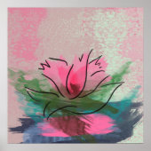 Kunstprint, Roze Bloem Schilderij Poster (Voorkant)