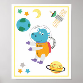 Kunstprint Ruimtedieren Nijlpaard Poster