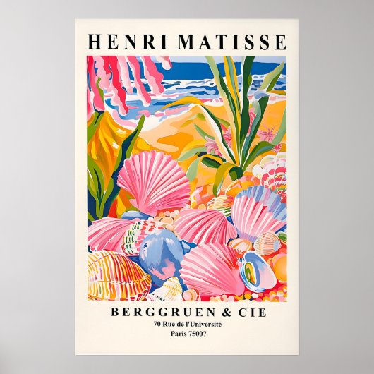 Kunstprint Schelpen Strand kust, stijl Matisse Poster (Voorkant)
