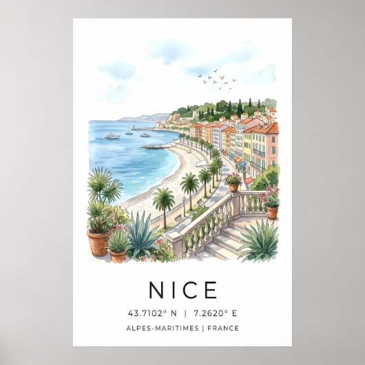 Kunstprint Strandzicht Franse Riviera (Reis Poster (Voorkant)