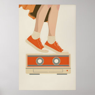 Kunstprint van 80s-cassettebandje Retro Nostalgie  Poster
