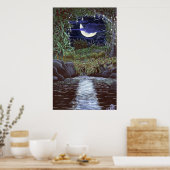 Kunstprint van acrylschilderij 'Moonlight Falls' Poster (Keuken)