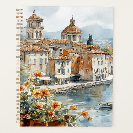 Kunstprint van aquarel van de Italiaanse Amalfikus Planner (Voorkant)