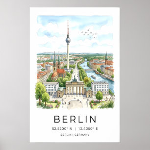 Kunstprint van Berlijn - met de hand getekend pano Poster