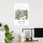 Kunstprint van de Dom van Milaan in zwart-wit Poster (Thuiskantoor)
