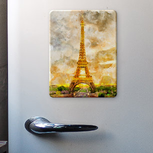 Kunstprint van de Eiffeltoren in Parijs in waterve Magneet