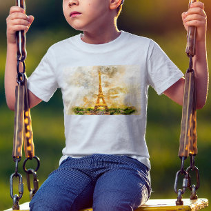 Kunstprint van de Eiffeltoren in Parijs in waterve T-shirt
