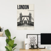 Kunstprint van de Londense Tower Bridge - Zwart, B Poster (Thuiskantoor)