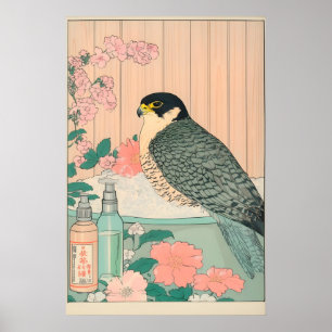 Kunstprint van de slechtvalk Ukiyo-e Japanse stijl Poster