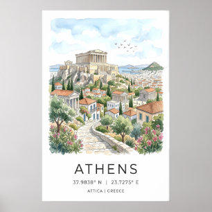 Kunstprint van de stad Athene - Parthenon en stene Poster
