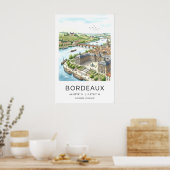 Kunstprint van de stad Bordeaux handgetekende rivi Poster (Keuken)