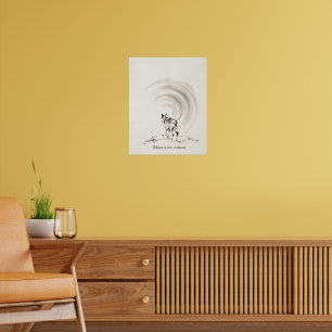 Kunstprint van een eenzame wolf aan de muur poster