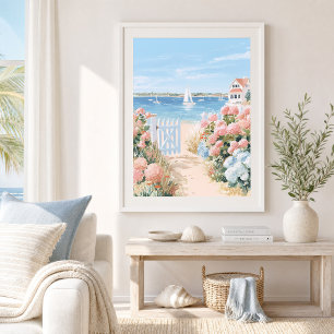 Kunstprint van een Kusthuis Tuin Poster
