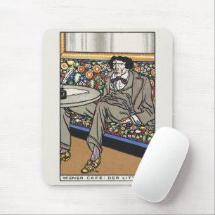 Kunstprint van een man van letters in een vintage muismat
