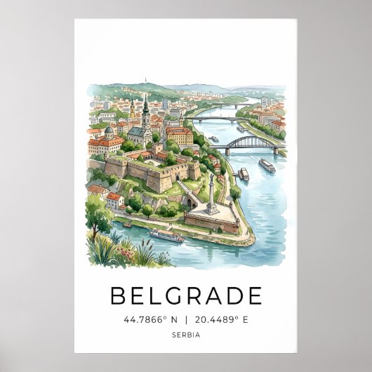 Kunstprint van het stadsgezicht van Belgrado - Zac Poster (Voorkant)