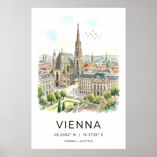 Kunstprint van het stadsgezicht van Wenen, gotisch Poster (Voorkant)