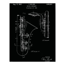 Kunstprint van het vintage saxofoon octrooi