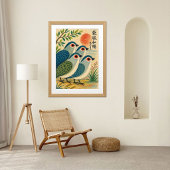 Kunstprint van Japanse vogel uit het midden van de Poster
