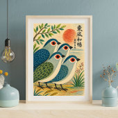 Kunstprint van Japanse vogel uit het midden van de Poster