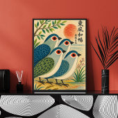 Kunstprint van Japanse vogel uit het midden van de Poster