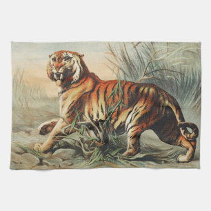 Kunstprint van koninklijke Bengaalse tijger in vin Theedoek