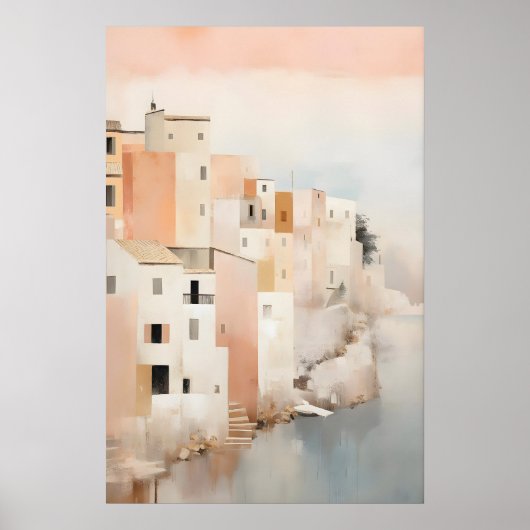 Kunstprint van kuststad Abstract zeegezicht in Poster (Voorkant)