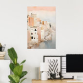 Kunstprint van kuststad Abstract zeegezicht in Poster (Thuiskantoor)