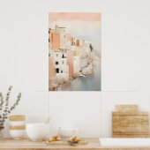 Kunstprint van kuststad Abstract zeegezicht in Poster (Keuken)