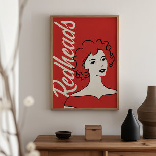 Kunstprint van luciferdoosje met roodharige – Retr Poster