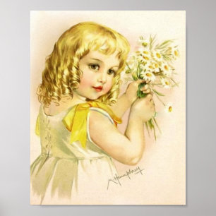 Kunstprint van Maud Humphrey Meisje Gele Jurk Poster