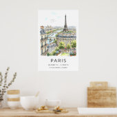 Kunstprint van Parijs muur fijne lijn stadssilhoue Poster (Keuken)