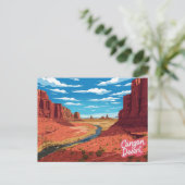 Kunstprint van rivierdal in canyonwoestijn briefkaart (Staand voorkant)
