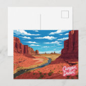 Kunstprint van rivierdal in canyonwoestijn briefkaart (Voorkant / Achterkant)