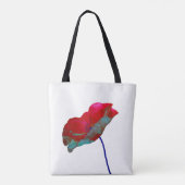 Kunstprint van rode en blauwe klaproos op wit tote bag (Achterkant)
