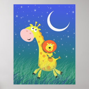 Kunstprint van Sterrenhemel op de savanne voor kin Poster