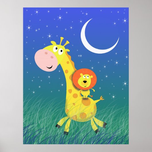 Kunstprint van Sterrenhemel op de savanne voor kin Poster (Voorkant)