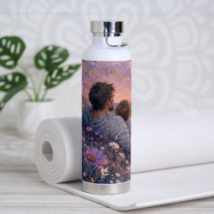 Kunstprint van vader en kind die naar de sterren k waterfles