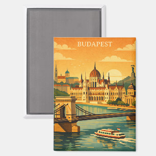 Kunstprint van vintage Boedapest Hongarije reissta Magneet